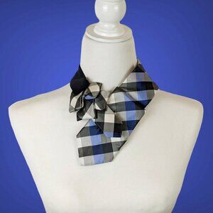 Ogsplosh Unisex Blue Checked Ascot Scarf Made From A Repurposed Necktie NEW